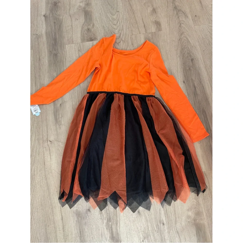 Cat and Jack new pumpkin dress long sleeves orange size 14
